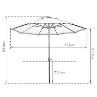 Abba Patio 11-Ft Patio Umbrella with Push Button Tilt and Crank, 8 Steel Ribs, Beige   565564089